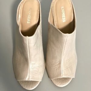 Express Crocodile Peep Toed Heeled Mules